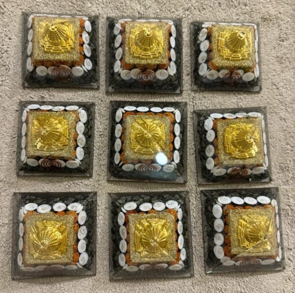 pyrite with gomti chakra pyramid